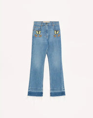 Embroidered Denim Trousers