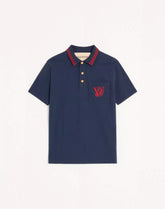 Cotton Piqué Polo Shirt With Vg Embroidery
