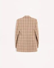 Double-Breasted Wool Blazer With Windowpane Pattern