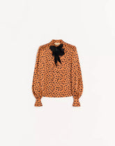 Crepe Satin Shirt With Plus De Pois Dalmata Print