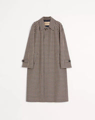 Single-Breasted Cotton And Wool Coat With Vichy Pattern