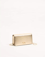 VLogo Signature Mini Shoulder Bag In Laminated Grainy Calfskin With Jewel Logo