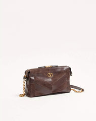 Valentino Garavani Panthea Small Shoulder Bag In Suede And Nappa With Chevron Pattern