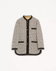 Valentino Bouclé Wool Jacket With Toute La V Jacquard Pattern