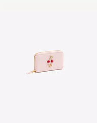 Cherryfic Mini Zip Wallet In Grainy Calfskin