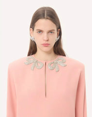 Embroidered Cady Couture Short Dress
