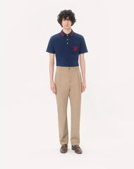 Cotton Piqué Polo Shirt With Vg Embroidery