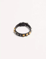 Rockstud Bracelet In Grainy Calfskin With A Mix Of Studs.