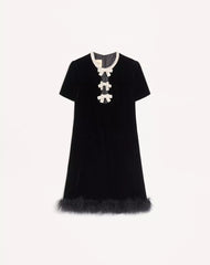 Short Dress In Embroidered Sablé Velvet