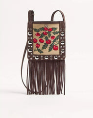 Valentino Garavani Nellcôte Small Shoulder Bag In Jacquard Raffia With Cherryfic Pattern