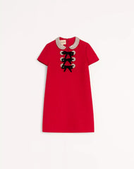 Embroidered Crepe Couture Short Dress