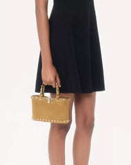 Rockstud Mini Suede Shopping Bag