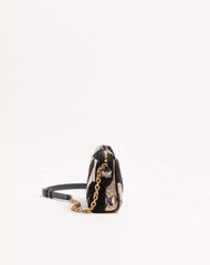 Valentino Garavani Panthea Small Shoulder Bag In Python And Suede With A Chevron Pattern