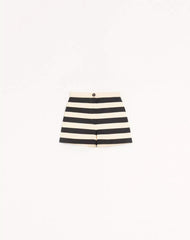 Cotton Satin Shorts With Maxi Barré Stripe