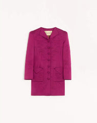 Embroidered Satin Cady Caban Coat
