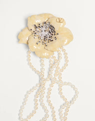 Valentino Fleur Lumineuse Necklace In Metal, Enamel, Pearls And Fabric