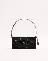 Valentino Garavani Devain Small Embroidered Velvet Shoulder Bag