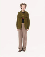 Valentino Shirt Jacket In Canneté Cotton With VLogo Embroidery