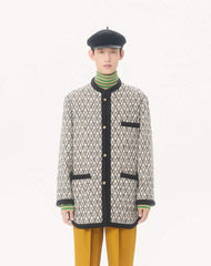 Valentino Bouclé Wool Jacket With Toute La V Jacquard Pattern