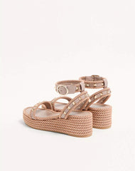 Rockstud Flatform Sandal In Calfskin 45Mm