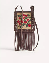 Valentino Garavani Nellcôte Small Shoulder Bag In Jacquard Raffia With Cherryfic Pattern
