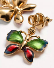 Flutterby Metal And Enamel Earrings