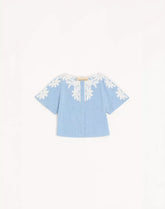 Light Blue Embroidered Denim Shirt