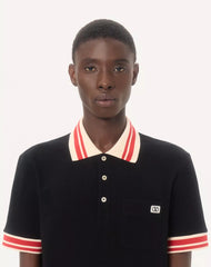Cotton Piqué Polo Shirt With VLogo Patch