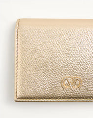 VLogo Signature Wallet In Laminated Grainy Calfskin With Jewel Logo