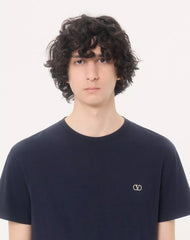 Valentino Cotton T-Shirt With VLogo Embroidery