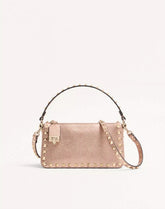 Valentino Garavani Rockstud Small Crossbody Bag In Laminated Grainy Calfskin Leather