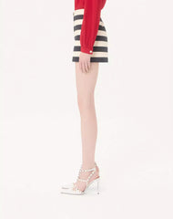 Cotton Satin Shorts With Maxi Barré Stripe