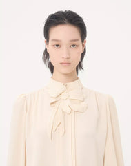 Embroidered Crepe De Chine Top
