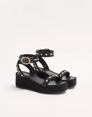 Rockstud Flatform Sandal In Calfskin 45Mm