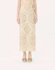Midi Skirt In Floral Stamp Blanket