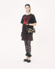 Valentino Garavani Panthea Small Shoulder Bag In Python And Suede With A Chevron Pattern