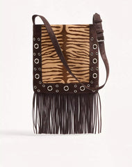 Valentino Garavani Nellcôte Shoulder Bag In Animalier Pony-Effect Calfskin With Fringes
