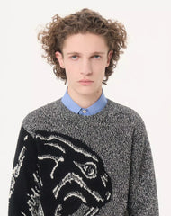 Valentino Cotton And Mouliné Wool Jumper With Panther Jacquard