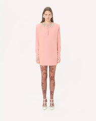 Embroidered Cady Couture Short Dress