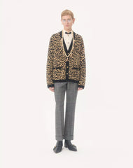 Valentino Wool Cardigan With Fauve Eclat Animal Print Jacquard