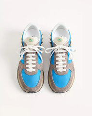 Stud Up Sneaker in Split Leather and Nylon with Butterfly Embroidery