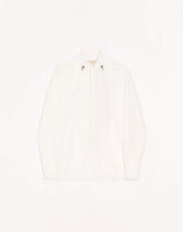 Valentino Cotton Poplin Shirt With Pleated Plastron And Embroidery On The Collar