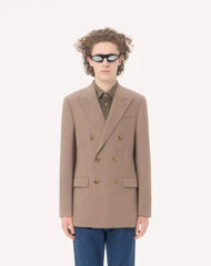 Valentino Double-Breasted Jacket In Natté Wool
