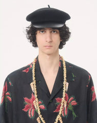 Valentino Linen Bowling Shirt With Papier Floral Print