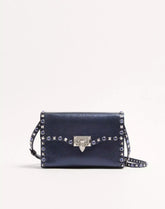 Valentino Garavani Rockstud Small Shoulder Bag In Laminated Calfskin With Cabochon Stones