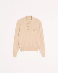 Long-Sleeved Ribbed Cotton Polo Shirt