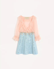 Embroidered Crepe Couture Short Dress