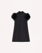 Short Crepe Couture Dress With Feathers