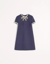 Embroidered Crepe Couture Short Dress