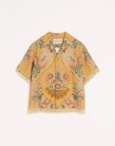 Valentino Linen Bowling Shirt With Apres L'Hiver Print
